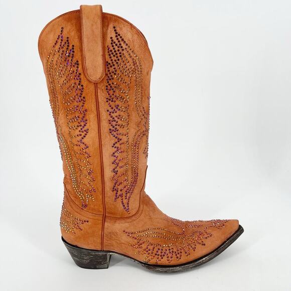Old Gringo Mango Orange Eagle Swarovski Crystal Western Cowgirl Boot size 7.5 - Picture 2 of 11